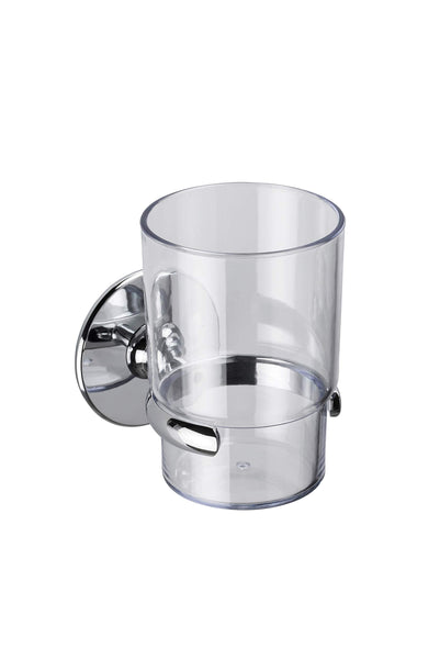 Croydex Chrome Duo Fix Glue or Screw Fix Slim Design Tumbler,9 x 6.5 x 9.5 cm