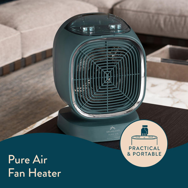 Dreamland Silent Power Pure Portable Fan Heater - Low Energy for Home Use, Quick Heat Up with 4 Heating Modes, Silent Space Heater, Energy Efficient Ionizer and Air-Purifying Heating Technology