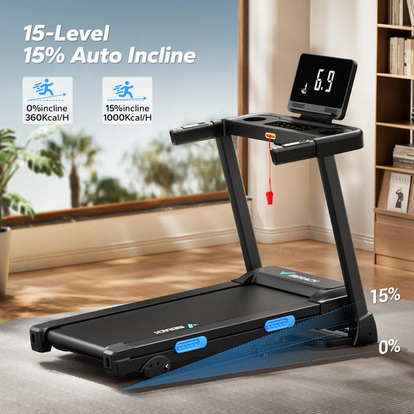 MERACH Foldable Treadmill with Incline, Treadmills for Home for Heavy People, 0.8-12 km/H Walking Pad Treadmill for Home & Office, Save Space, LED Display & Fitness App