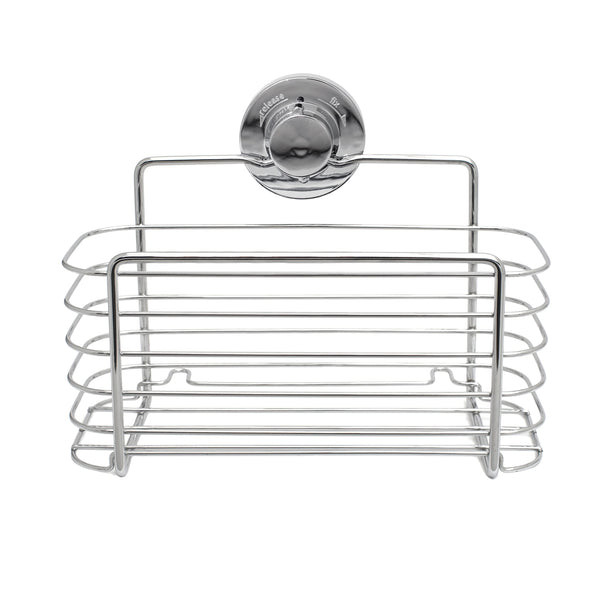 BlissHome Lock 'n Roll Suction Cup Rectangular Basket: No-Drill, Rust-Resistant Chrome & ABS, 5kg Capacity, Perfect for Shower Essentials, Easy