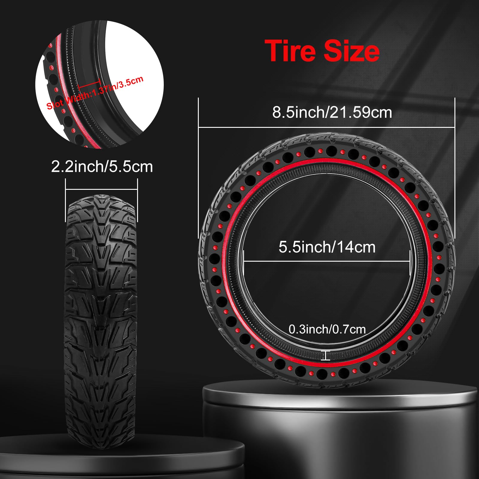 BANGTING 2PCS 50/75-6.1 Solid Tyre for Electric Scooter, 8.5x2 inch E Scooter Tyres, 8 1/2 x2 Replacement Tire Compatible with Xiaomi 3 Lite / 3 / Pro