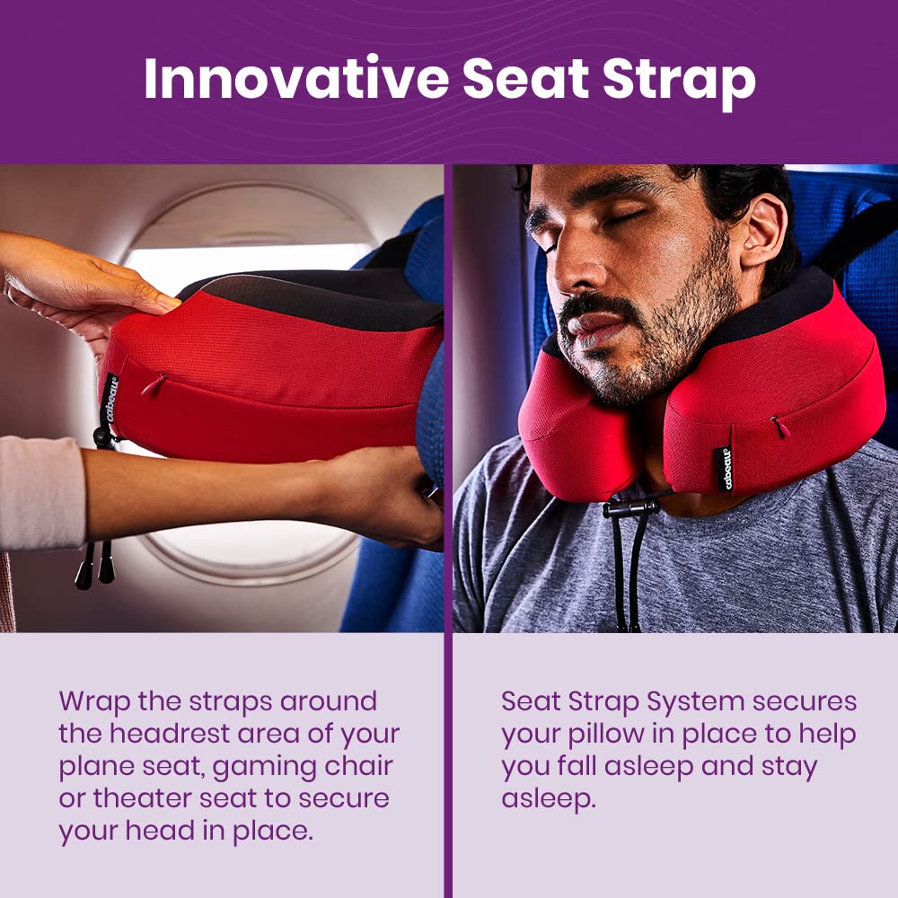 Cabeau Evolution S3 Travel Pillow  Straps to Airplane Seat  Ensures Your Head Wont Fall Forward  Relax with Plush Memory Foam  Quick-Dry Fabric