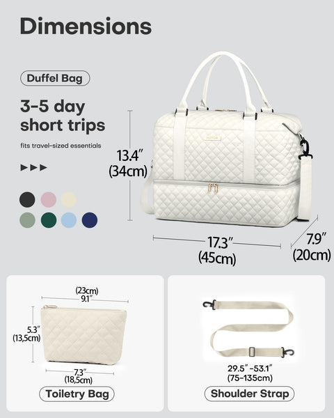 HOTOR Travel Bags for Women - Lightweight Overnight Holdall Bag, Large Carry on Luggage Weekend Bag with Shoe Compartment & Toiletry Bag, Travel Duffel Sport Gym Tote, Black, 34.0 x 45.0 x 20.0 cm