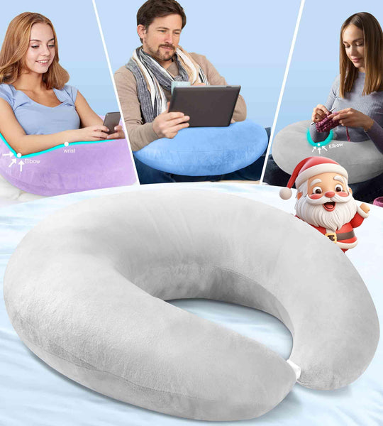 Reading Gaming Pillow for Bed Adult Kids: Lap Desk Pillow for Sitting in Bed/Sofa/Floor - Compact Arm Support Pillow for