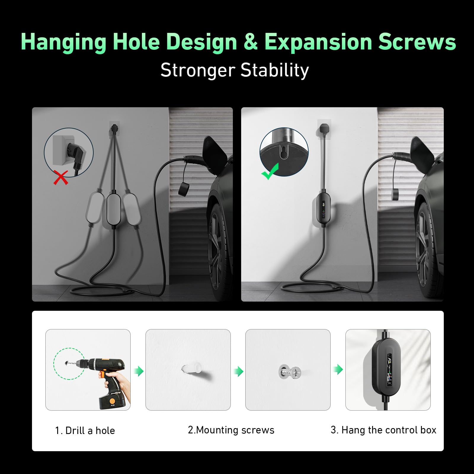 EVJUICION EV Charger Cable Type 2 to 3 Pin Plug 6M, Max. 2.3kW Portable Electric Car Charger, 10A Type 2 Charging Cable 3 Pin IP67/IP65, with LED Indicators&Carry Bag, for EVs and PHEVs (Black)