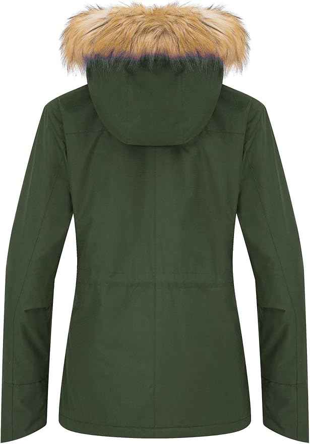 Womens Ski Jacket Waterproof Snowboarding Winter Coat Army Green XL Wantdo