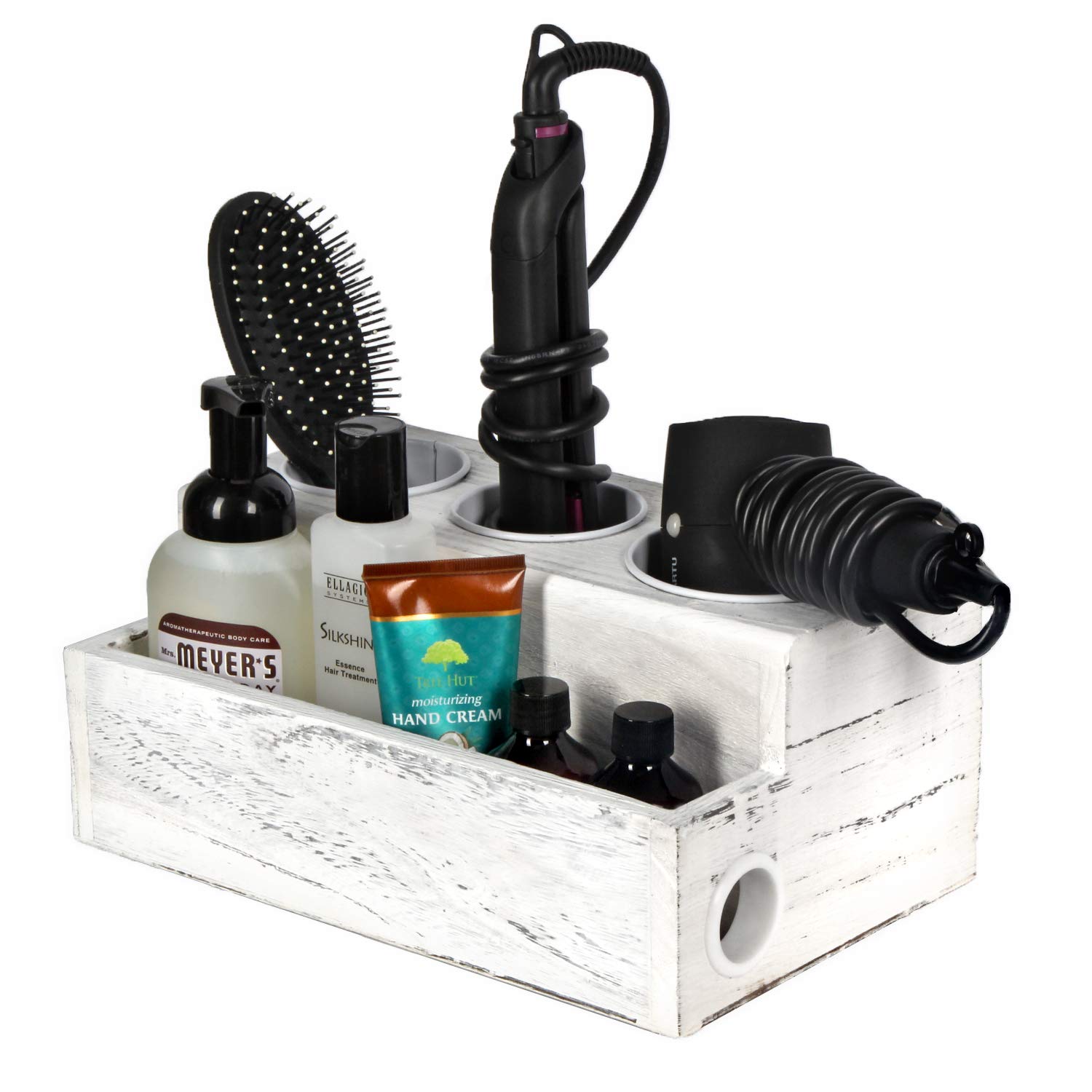 JACKCUBE Design Hair Tool Organizer Wooden, Hair Blow Dryer Holder Styling Product Care and Bath Supplies Accessories Storage Tray for Vanity and