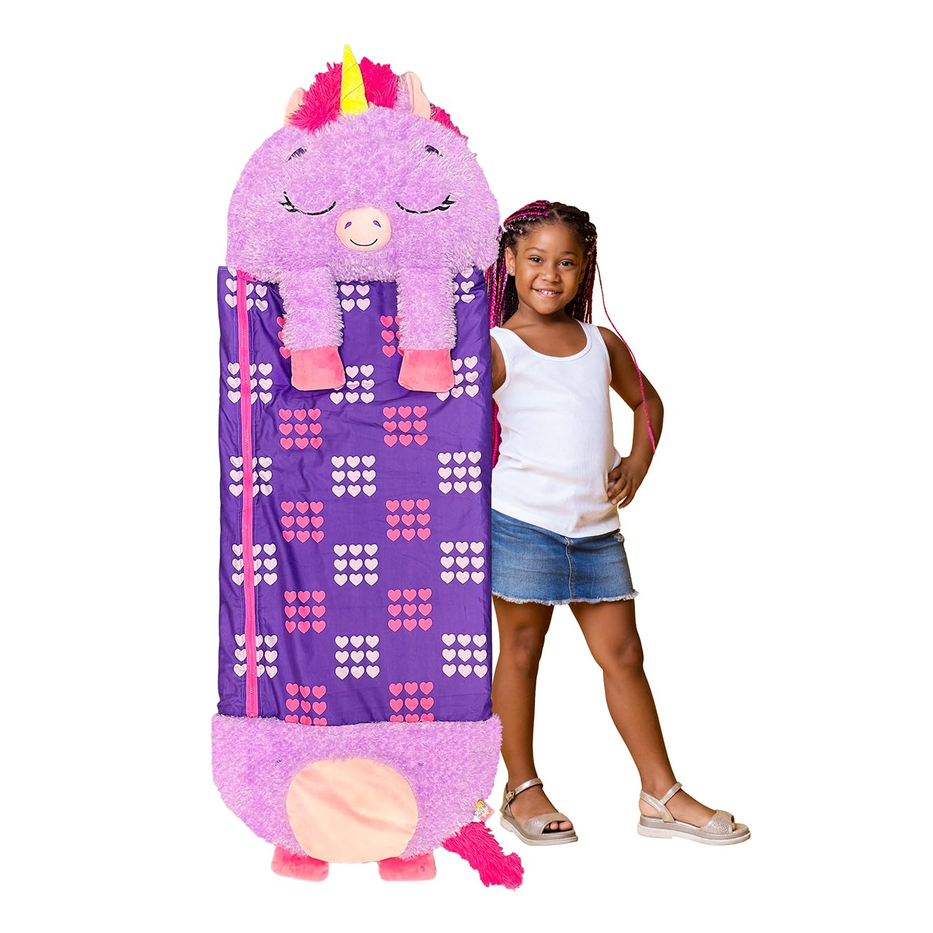 Happy Nappers Kids Sleeping Bag - Plush Toy, Comfy Sleeping Bag & Fluffy Pillow All in One