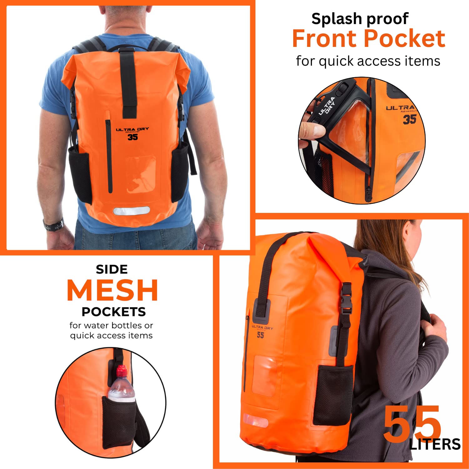 Premium 35L Dry Bag Backpack Rucksack with Waterproof Phone Case