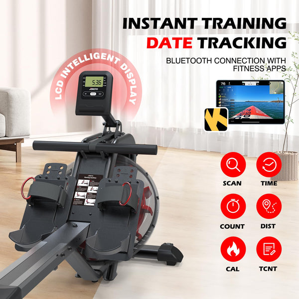 JOROTO MR23 Rowing Machines for Home Gym Foldable Rower Machine 300 LBS Weight Capacity with Bluetooth Function, Ipad Holder
