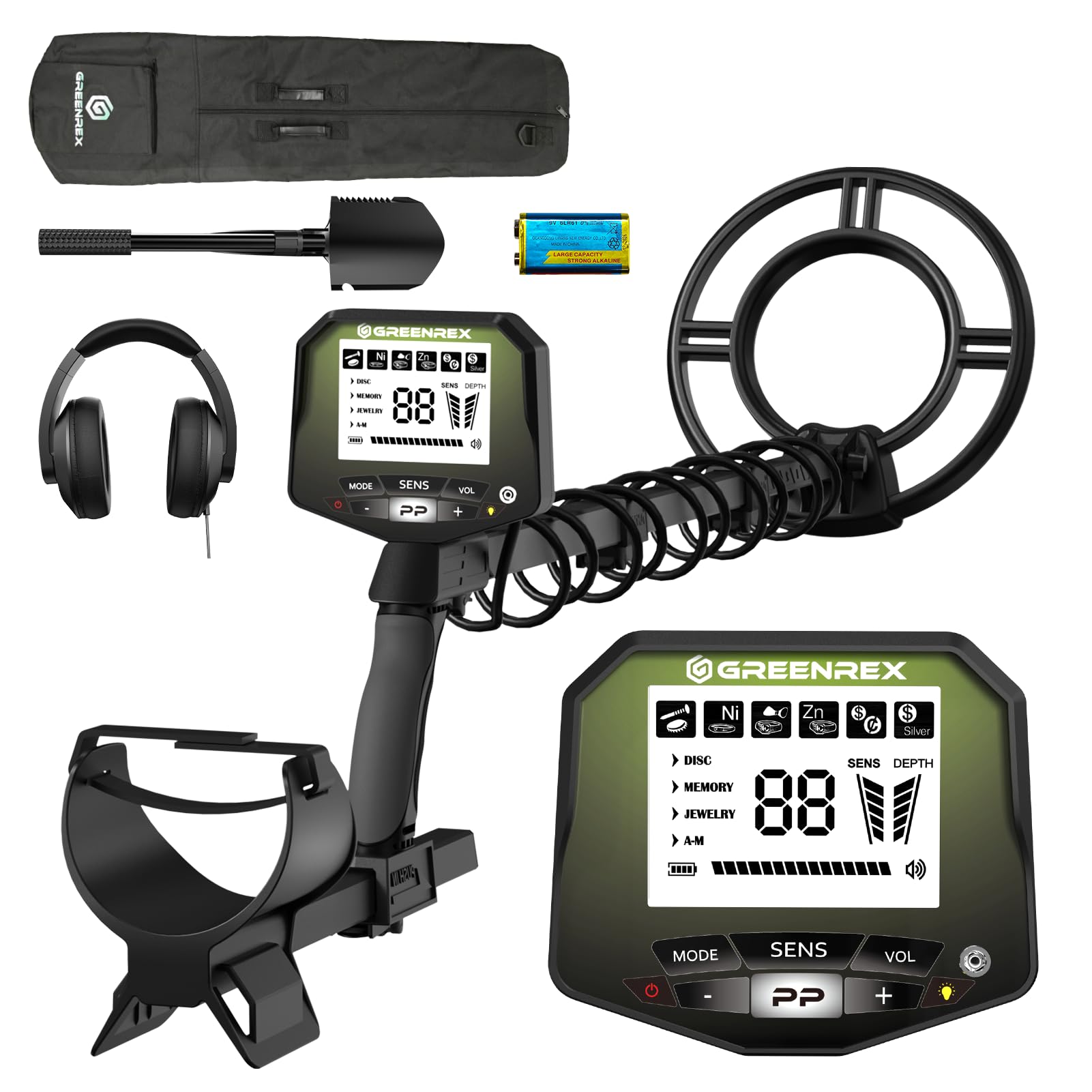 GreenRex Metal Detector for Adults Professional, Waterproof Pinpoint, High Accuracy Gold and Silver Detection, Underwater and Beach Use, 10'' IP68 Coil, Bigger LCD, New Advanced DSP Chip