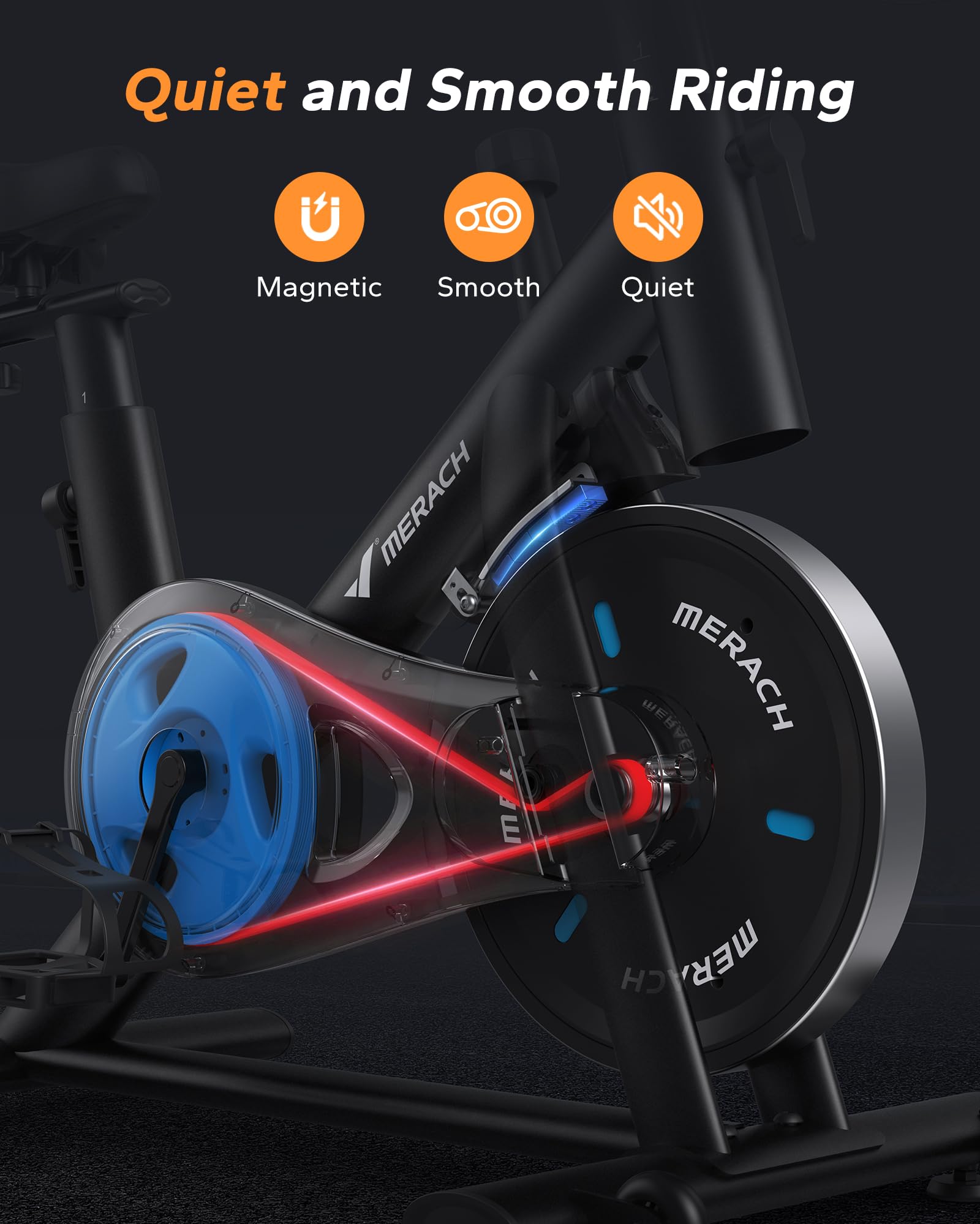 MERACH Exercise Bike with LED Display, Stationary Bike with Exclusive App for Customized Exercise Plans, Quiet Indoor Cycling Bike Exercise Equipment for Home Gym Use, 300lbs Weight Capacity