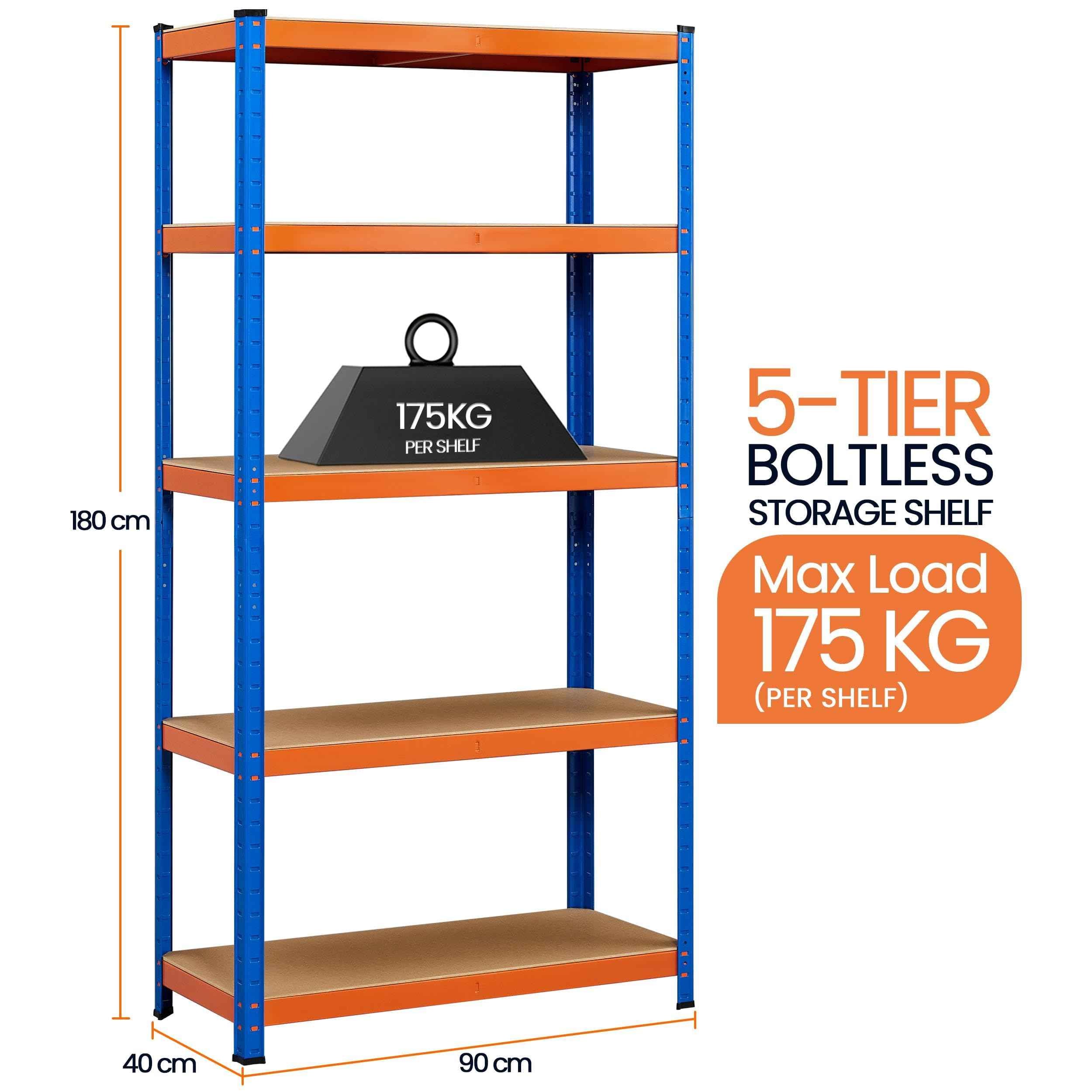 Yaheetech Garage Shelving Units - 5 Tier Heavy Duty Rack for Storage Metal Utility Shelves,180cm x 90cm x 40cm,175KG Per Shelf,Blue
