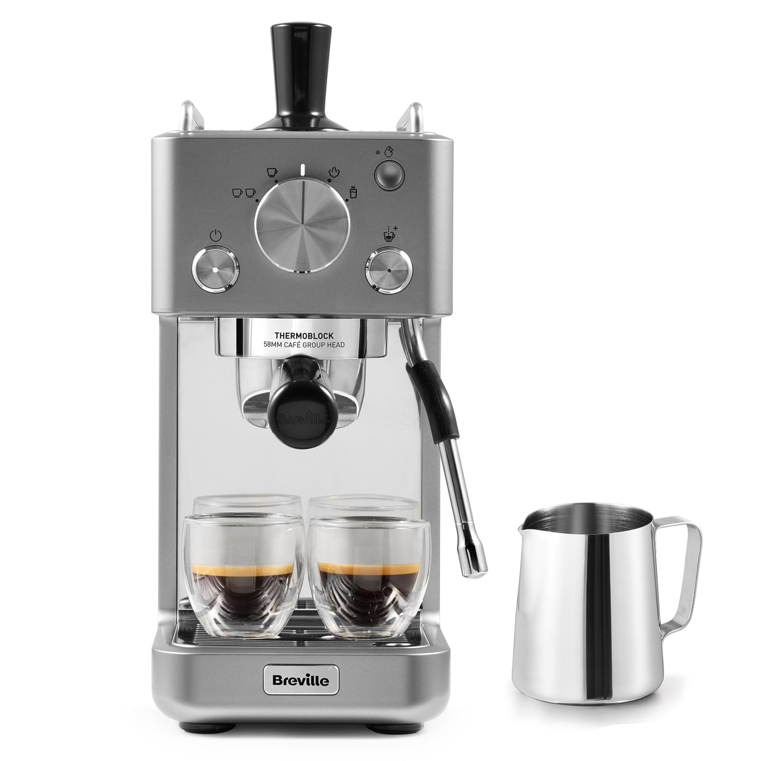 Breville Barista Max Espresso Machine | Latte & Cappuccino Coffee Maker with Integrated Bean Grinder & Steam Wand | 2.8 L Water Tank | 15 Bar Italian Pump | Stainless Steel