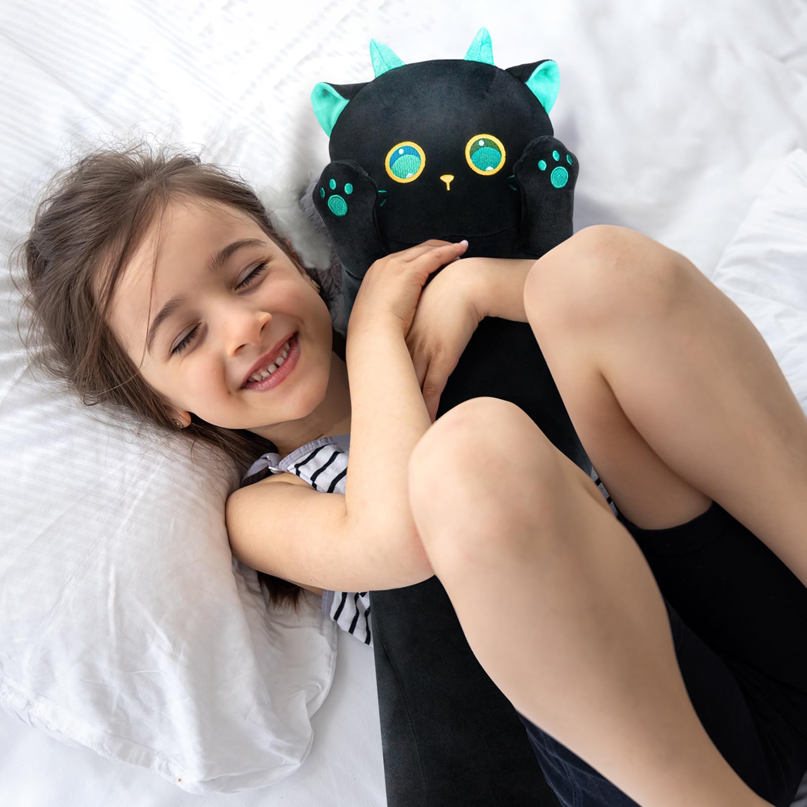 Mewaii 36in Long Cat Plush Pillows Stuffed Animals Squishy Pillows - Plushie Cute Kitty Sleeping Hugging Plush Pillow Soft Toys for Kids(Orange)