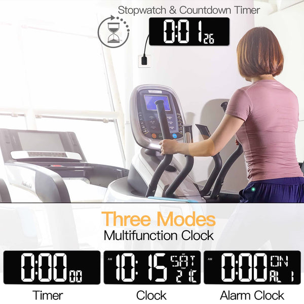 XREXS 16.5 Inch Digital Wall Clock Large Display, Auto-Dimming, Large Timer Clock, Large Digital Wall Clock for Home, Gym, Office and Classroom