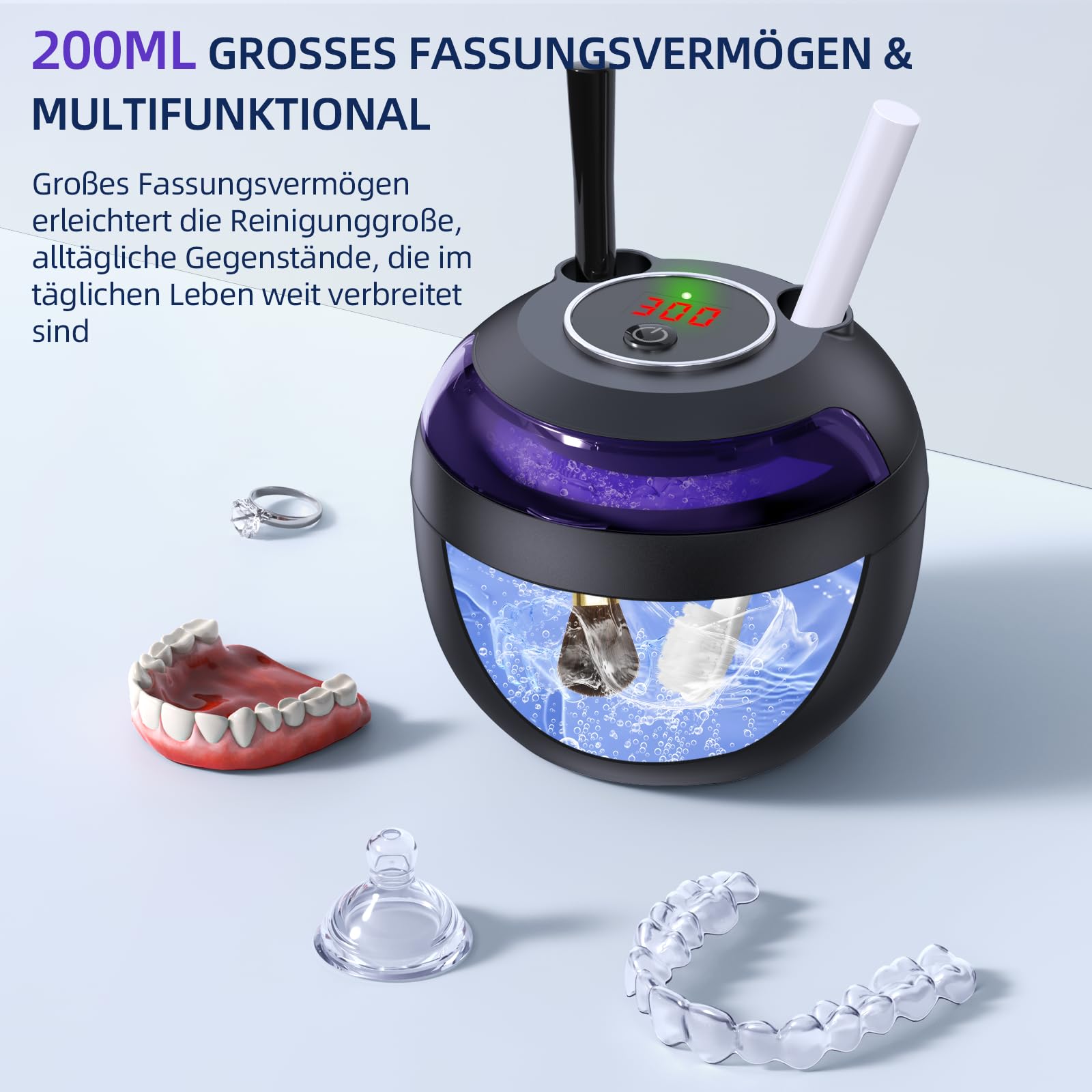 Ultrasonic Retainer Cleaner, Opilea 45kHz Retainer Cleaner Achine, 4 Odes Ultrasonic Cleaner - View #6