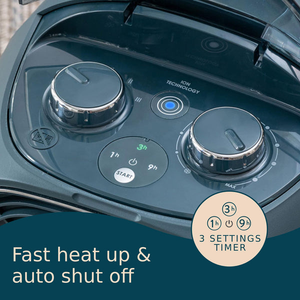 Dreamland Silent Power Pure Portable Fan Heater - Low Energy for Home Use, Quick Heat Up with 4 Heating Modes, Silent Space Heater, Energy Efficient Ionizer and Air-Purifying Heating Technology