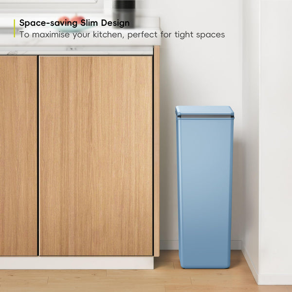 EKO - Morandi Kitchen Bin - Plastic Touch Recycling Bin - Perfect for Kitchen & Home, Titanium Blue, 30 Litre