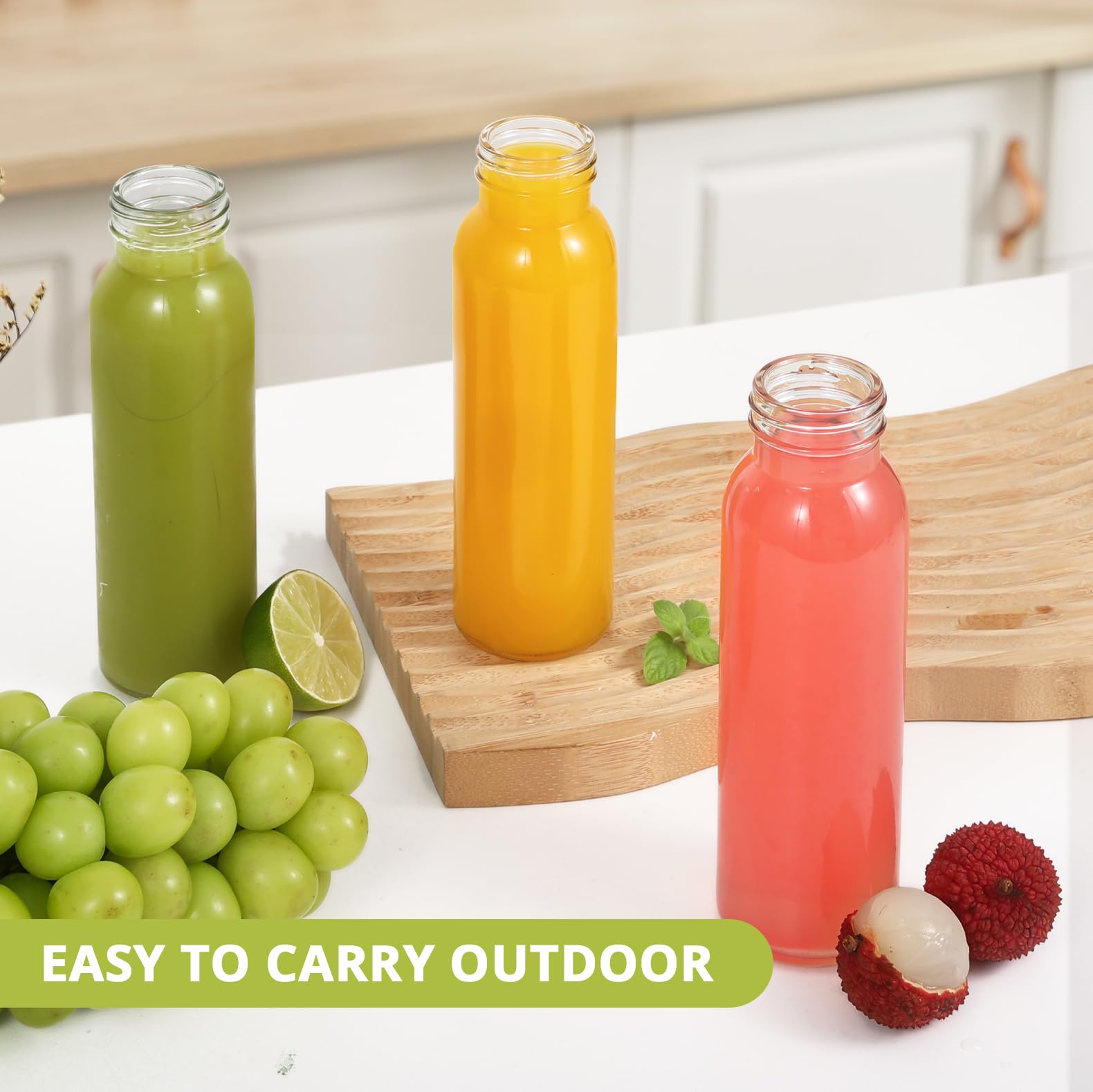 LIMILI Glass Bottles With Stainless Steel Lids, 300/350/750/1000ML Water Bottles, Leak Proof Reusable Drinking Bottles for Hot Cold Drinks, Work, Gym, Home