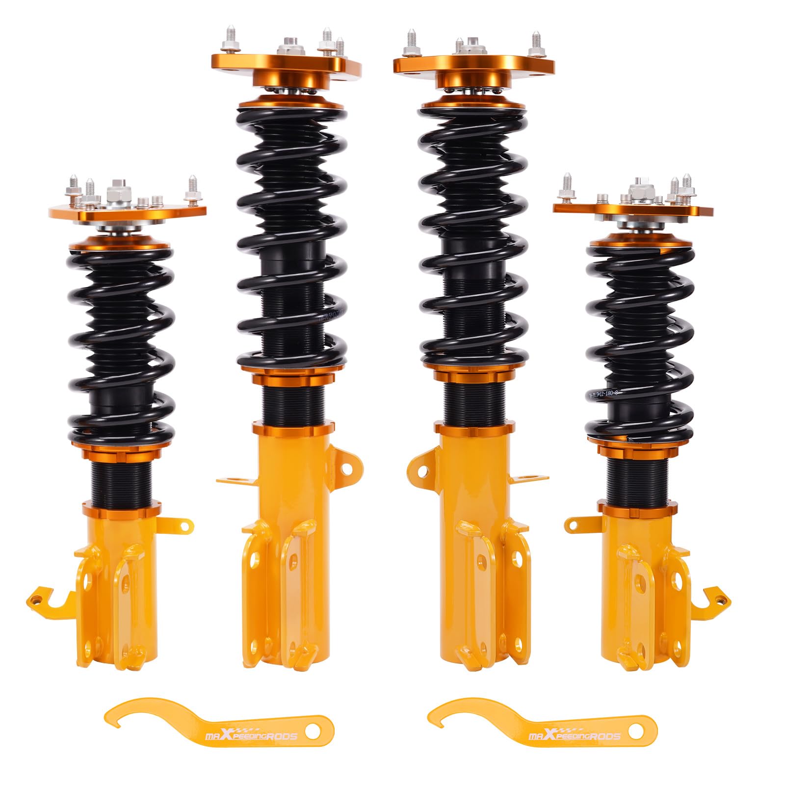 maXpeedingrods Coilovers for Toyota Corolla E90 E100 E110 AE92 AE101 AE111 1988-1999, Spring Shock Absorber Suspension Kit Strut, Adjustable Height Amortiguador Lowering Kits Gold