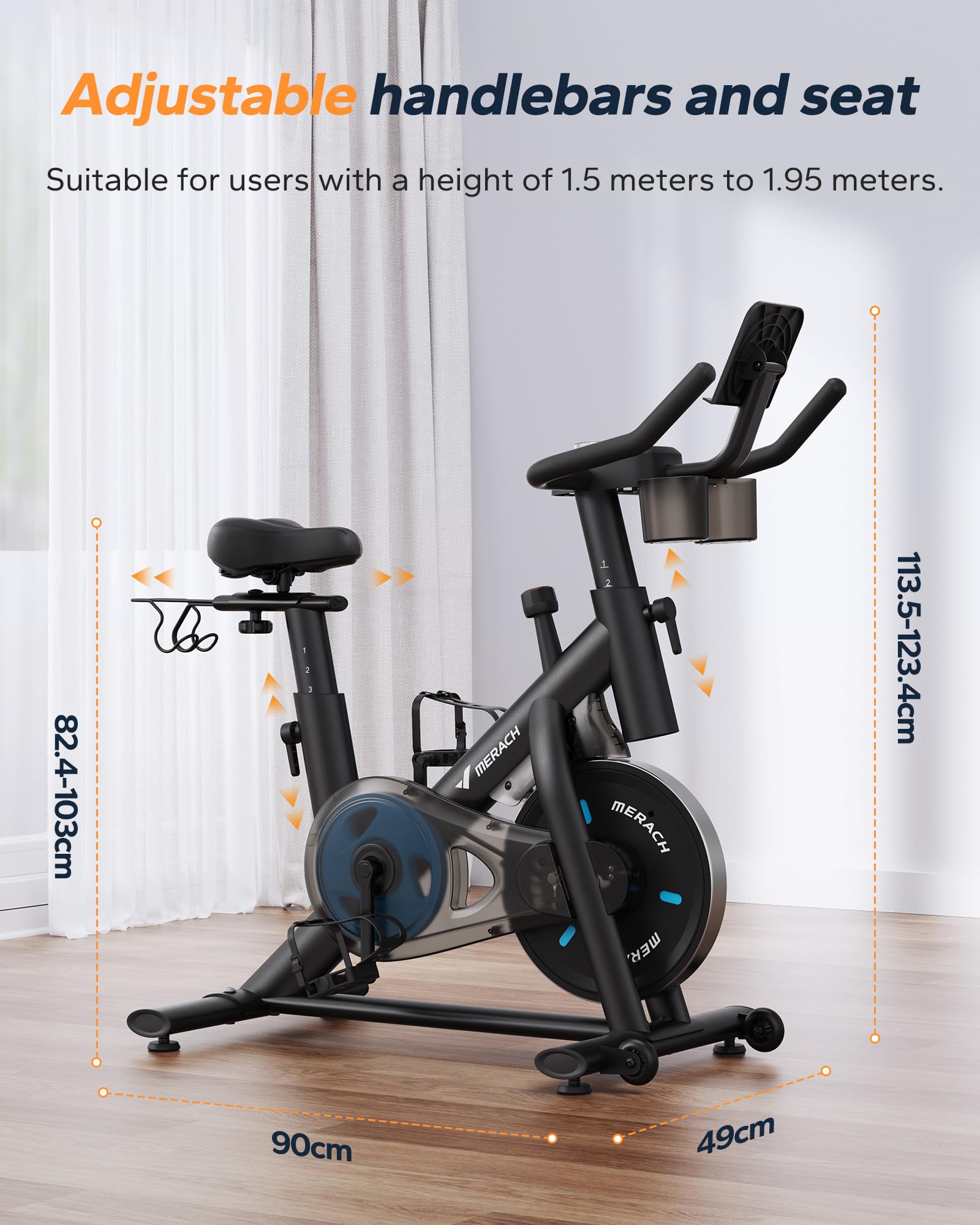 MERACH Exercise Bike with LED Display, Stationary Bike with Exclusive App for Customized Exercise Plans, Quiet Indoor Cycling Bike Exercise Equipment for Home Gym Use, 300lbs Weight Capacity