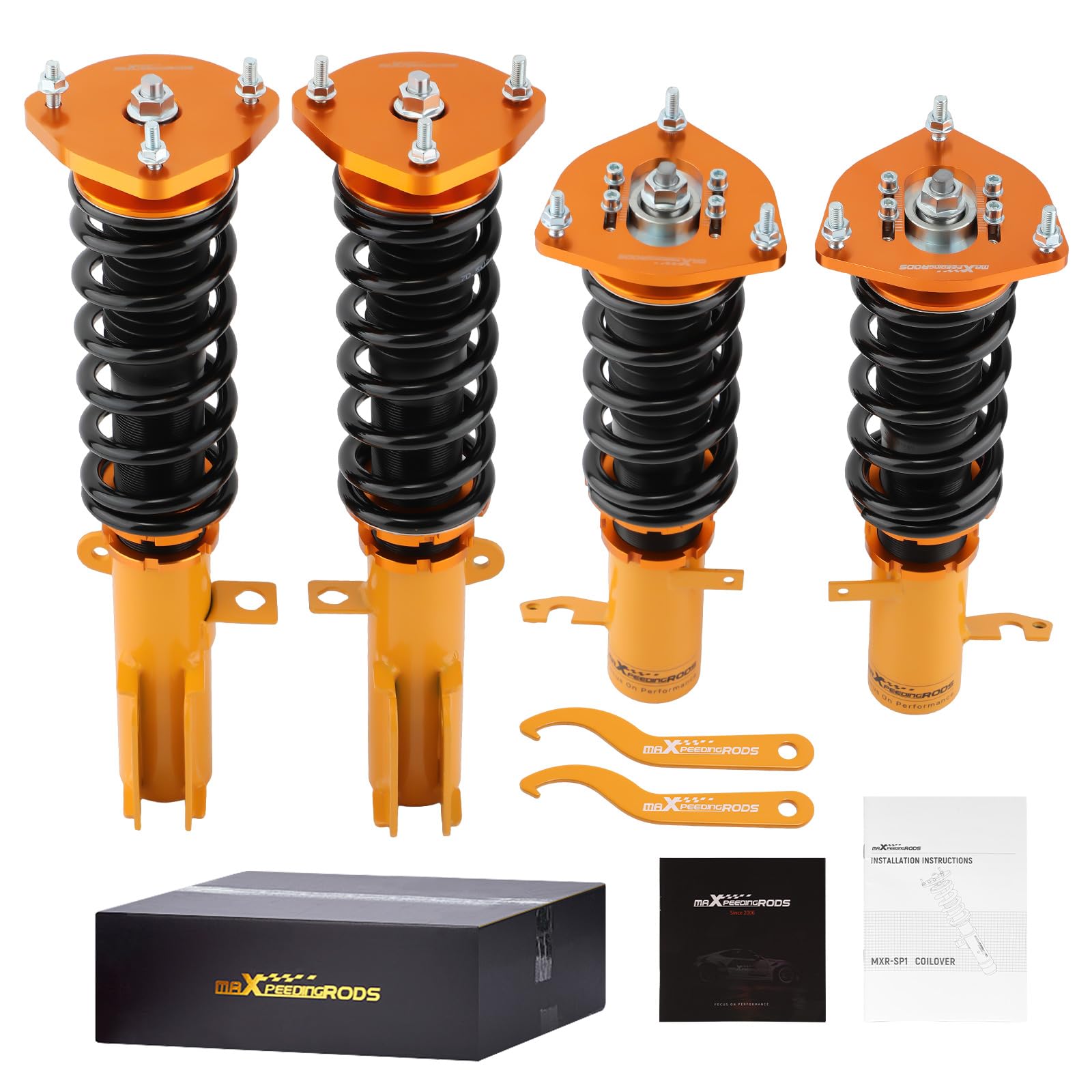 maXpeedingrods Coilovers for Toyota Corolla E90 E100 E110 AE92 AE101 AE111 1988-1999, Spring Shock Absorber Suspension Kit Strut, Adjustable Height Amortiguador Lowering Kits Gold