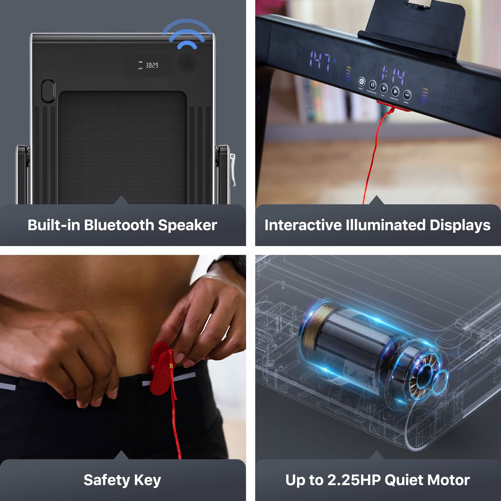 Mobvoi Home Smart AI Treadmill Ultra 6% Incline 3 in 1 Walking Pad Treadmills for Home Office TicSports APP 2.5HP Running Treadmill Handrail Holder for Cup Phone Laptop Speaker 12KMH 120KG