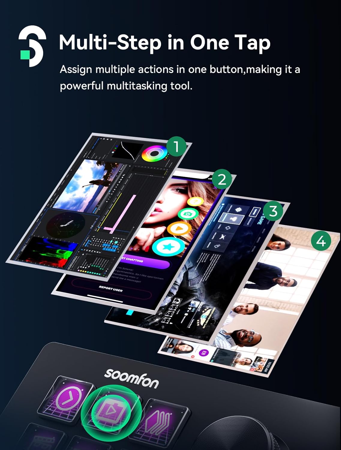 SOOMFON Stream Controller SE Deck with 6 Macro Keys and Dashboard, Customizable LCD Buttons Support Trigger Actions in OBS, Twitch, YouTube for Content Creators Streaming, Compatible with PC and Mac