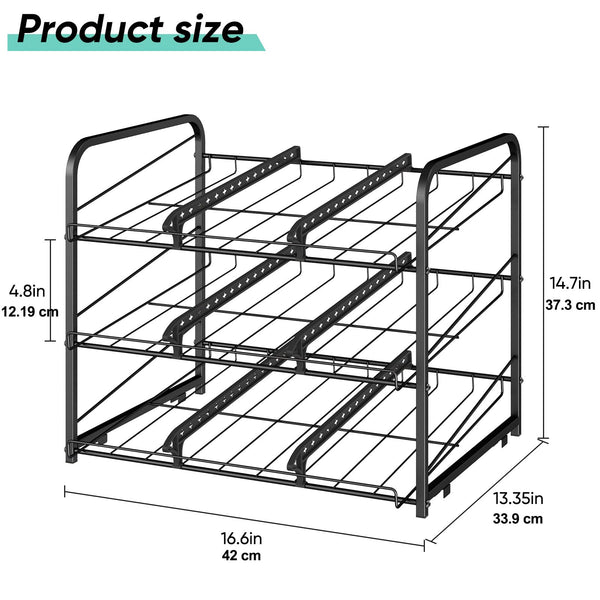 Stackable Can Rack Organizer, 2 Pack Can Dispenser - 3 Tier Storage for 72 Cans, Kitchen Cabinet Pantry Countertop - Black