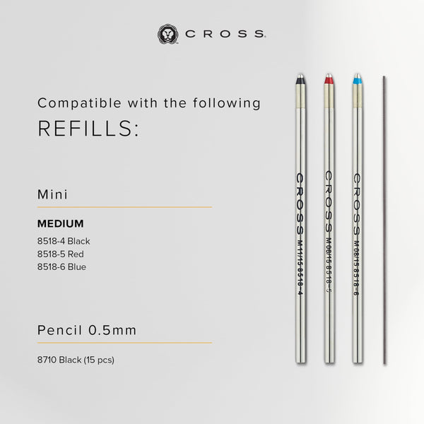 CROSS Tech3+ Satin Black Multi-Function Ballpoint Pen with Stylus incl. Premium Gift Box – Refillable Ballpen & Pencil