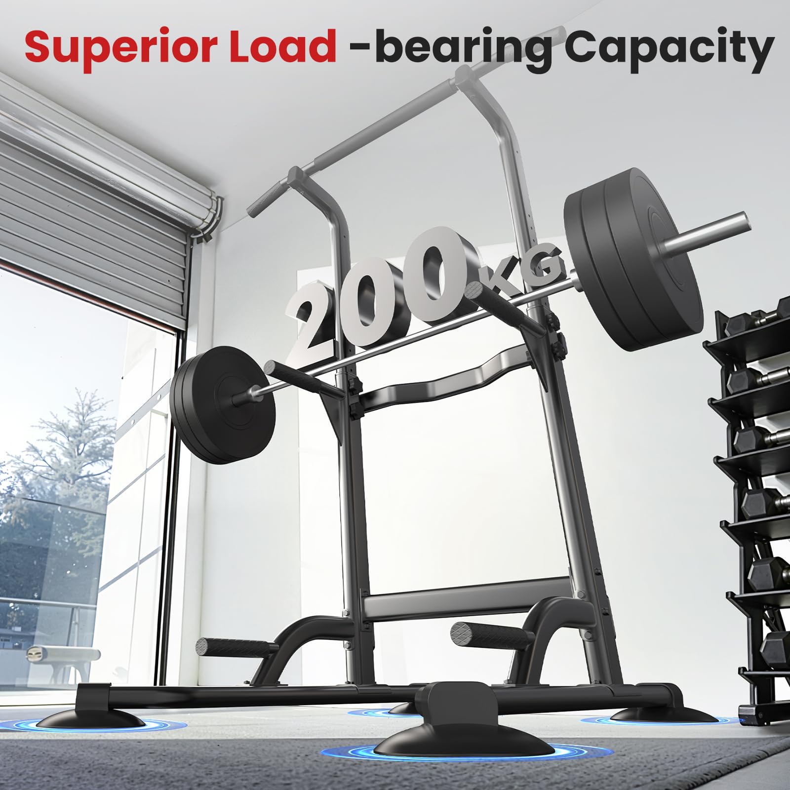 Dskeuzeew Power Tower Dip Station Pull Up Bar, Adjustable Height Multi-Function Power Tower, Push Up Workout Abdominal Exercise for Home Gym Strength Training Fitness Workout Equipment