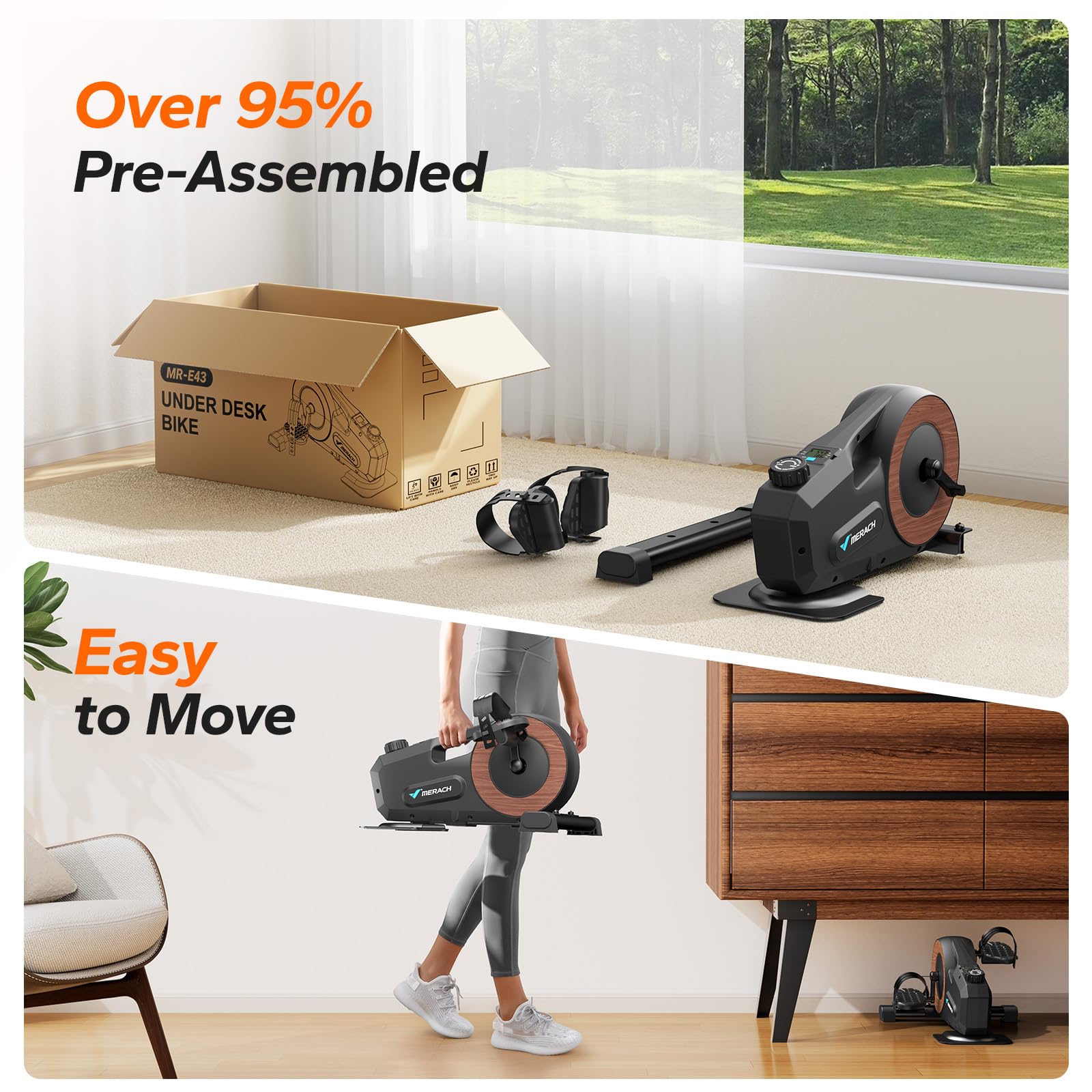 MERACH Under Desk Bike Pedal Exerciser, Mini Exercise Bike with 8-Level Magnetic Resistance, LCD Display & Anti-Slip Base, Eco-Friendly Portable Desk Bike for Office, Home, or Rehab