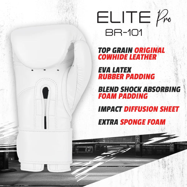 BRAVOSE Elite Pro Strap 12oz Boxing Gloves | Professional Leather Boxing Gloves for Punching Training, Sparring, MMA Kickboxing, Muay Thai Made By