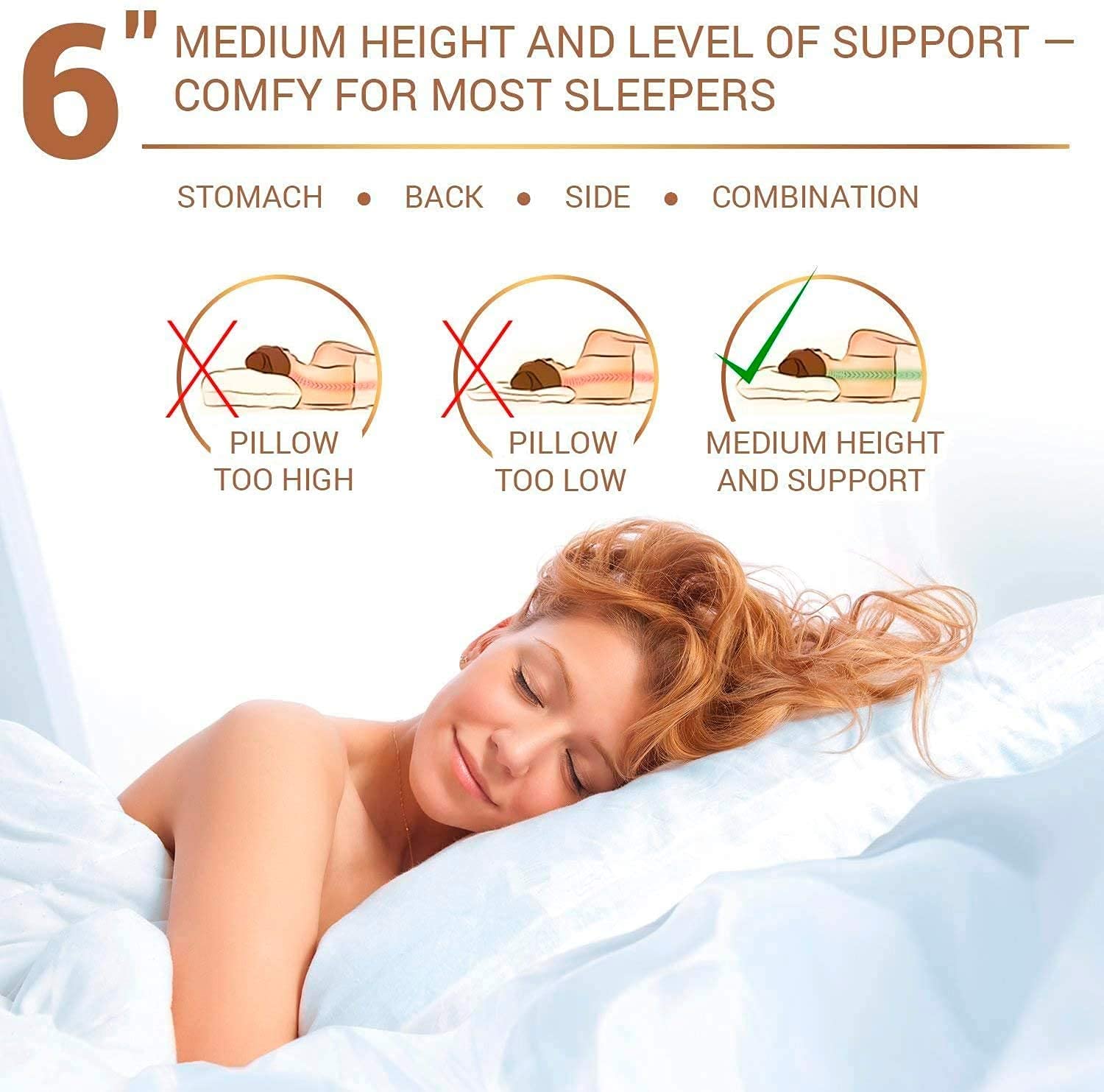 5 STARS UNITED Queen Luxury Pillows 2-Pack - 50x75 cm - Queen Size Hotel Quality Pillow for Sleeping - Ultra Soft Support Bed Pillows - Cotton Covers