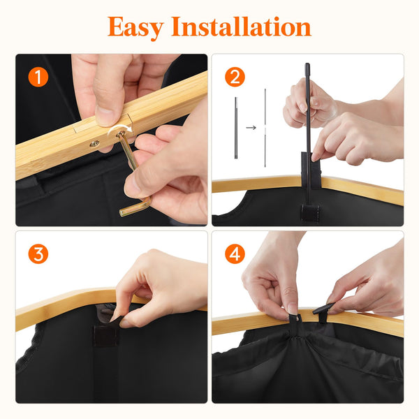 Lifewit 150L Laundry Basket with Lid, Clothes Hampers for Laundry with Bamboo Handles and Removable Laundry Bags, Large Foldable Laundry Hamper for