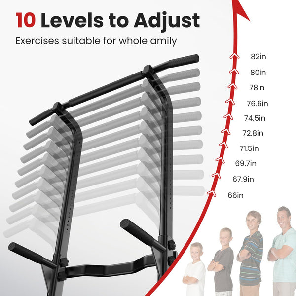 Dskeuzeew Power Tower Dip Station Pull Up Bar, Adjustable Height Multi-Function Power Tower, Push Up Workout Abdominal Exercise for Home Gym Strength Training Fitness Workout Equipment