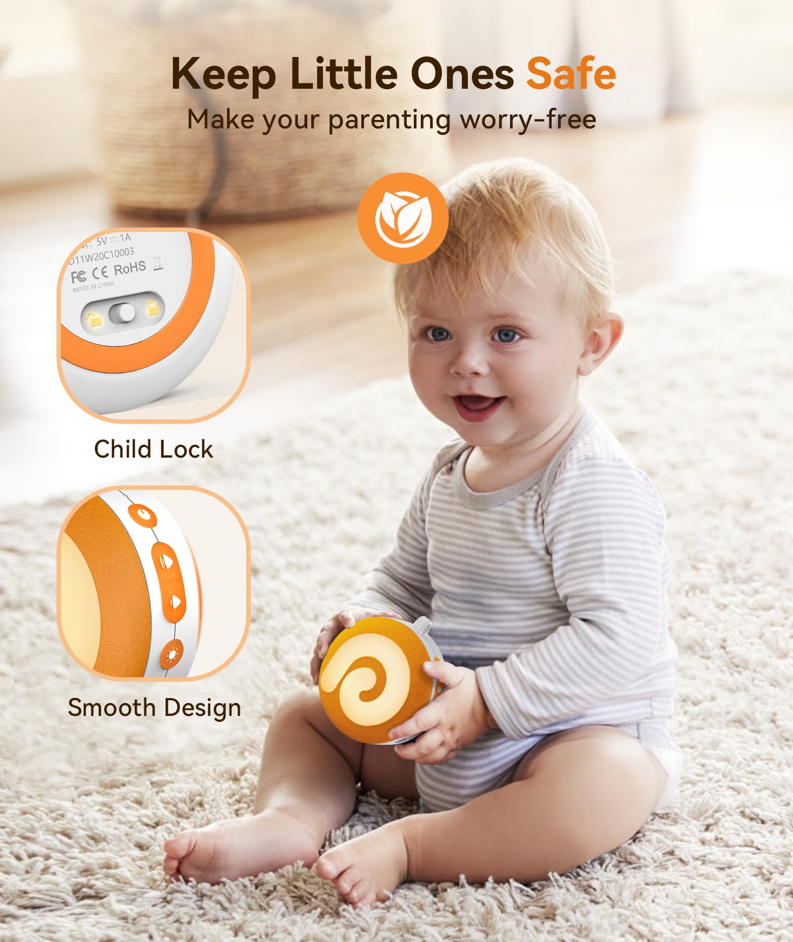 Dreamegg White Noise Machine, D11 Portable Sound Machine with Night Light for Baby Kids Adults, 21 Soothing Sounds Therapy for Sleeping Nursery Travel, USB Rechargeable Continuous or Timer Baby Gift