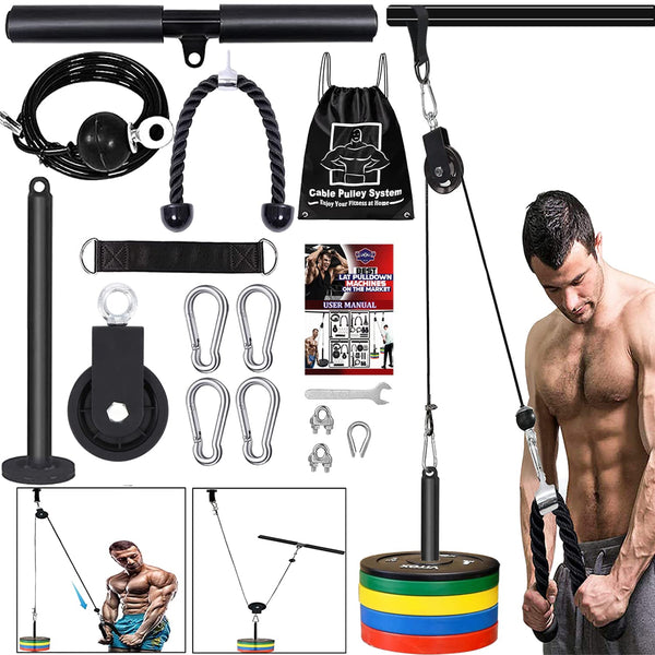Taeku LAT Pulley System for Home Gym ? Strength Training Fitness Equipment Cable Machine for Triceps, Biceps, Back & Shoulder Workouts (100" Cable)
