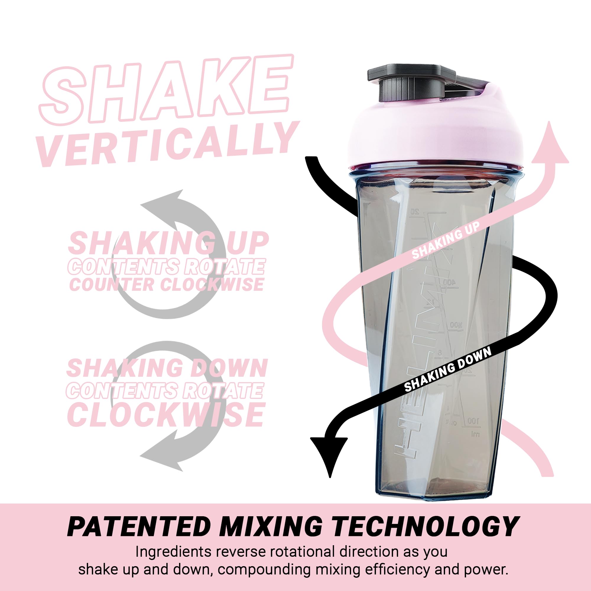 Helimix 2.0 Vortex Blender Shaker Bottle 828 ml - No Blending Ball or Whisk - USA Made - Portable Pre Workout Whey Protein Drink Cup - Mixes Cocktails Smoothies Shakes - Top Rack Safe