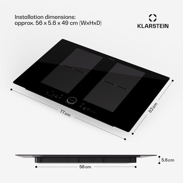 Klarstein Induction Hob, 7000W Electric Hobs Induction Cooker, 4 Ring Electric Pan Hob, Built-In Table Top Cookers w/ 4 Hobs, Touch Control, Inductions Heater Cooktops, Hot Plates for Cooking