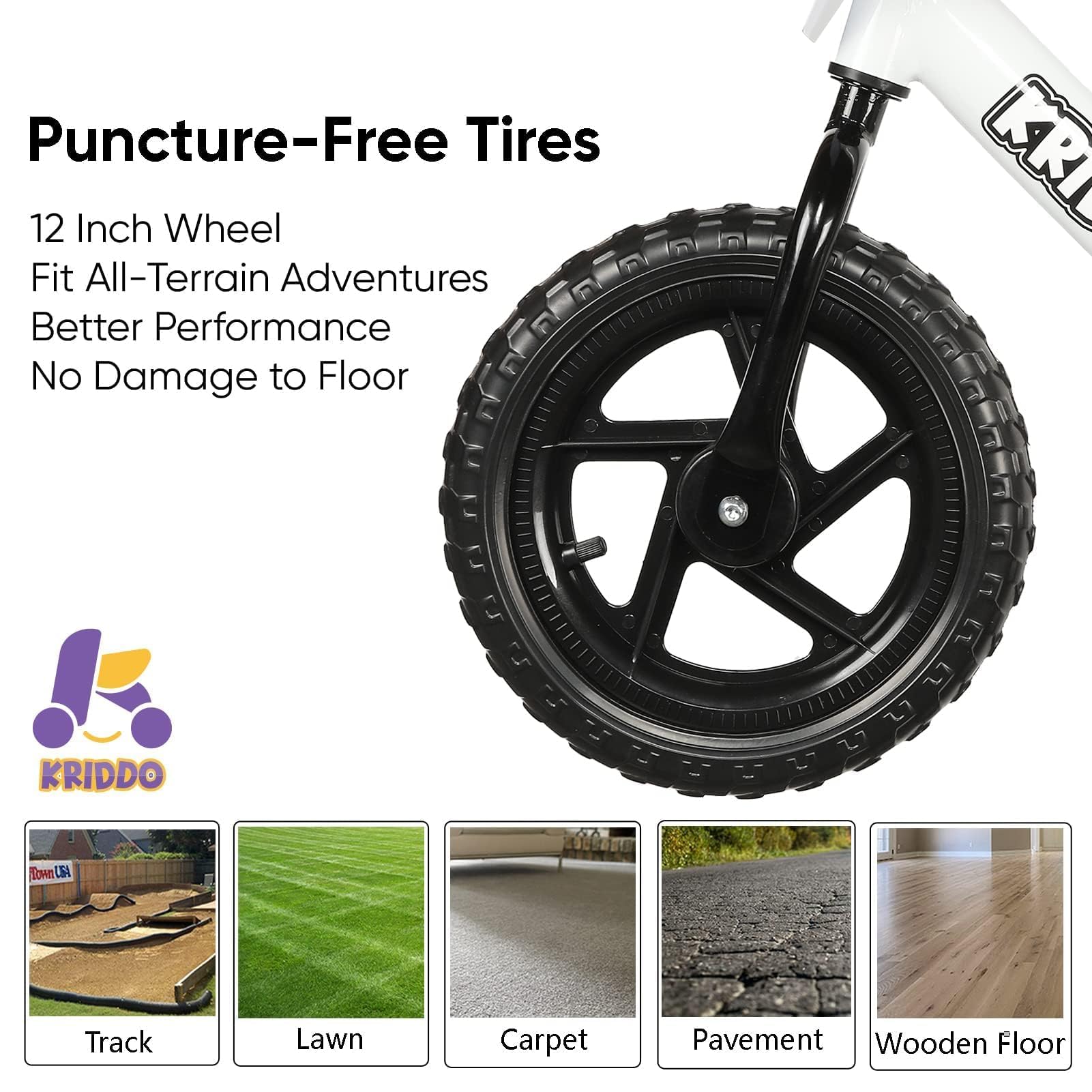 KRIDDO Toddler Balance Bike 2 Year Old, Age 18 Months to 5 Years Old, 12 Inch Push Bicycle with Customize Plate (3 Sets of Stickers Included), Gift Bike for 2-3 Boys Girls, Blue