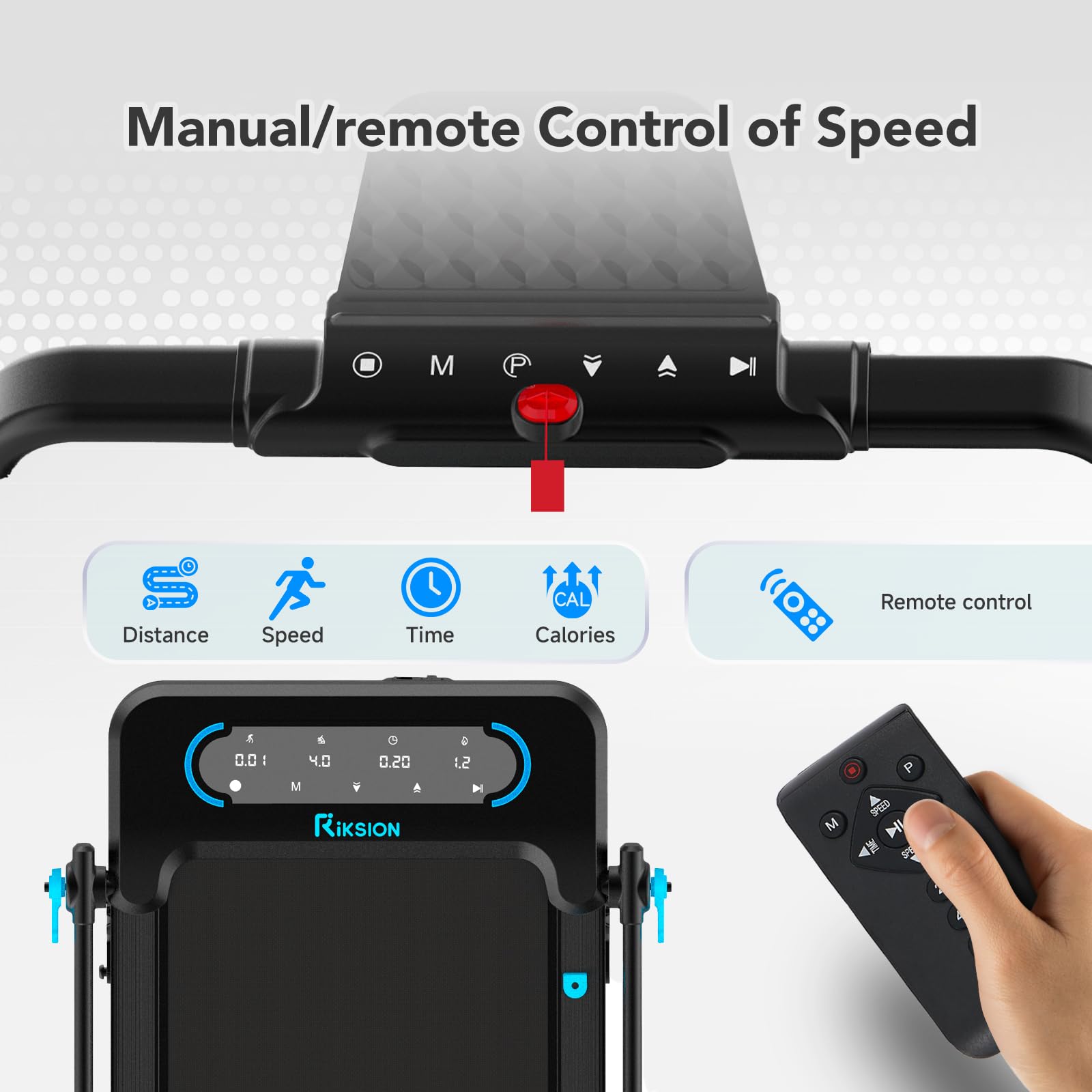 Treadmills Foldable 14KM/H with 10% Incline LED Monitor APP, Remote Control Under Desk Walking Pad with Foldable Handrail for Home Workout