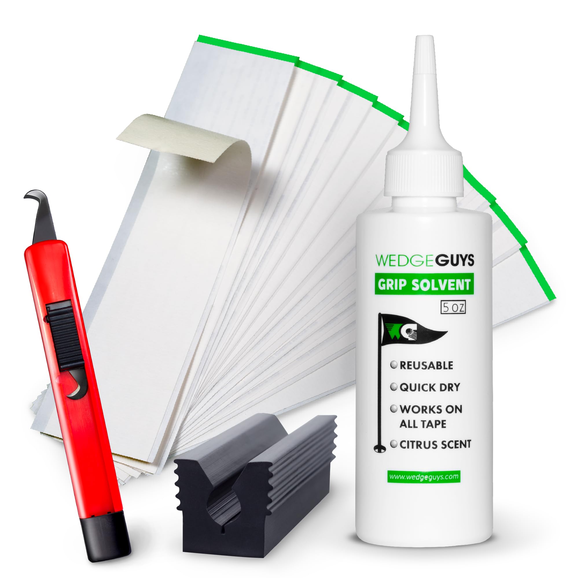 Wedge Guys Golf Grip Kits for Regripping Golf Clubs - Professional Quality - Options Include Hook Blade, 15 or 30 Tape Strips, 5 or 8 oz Solvent, Grip