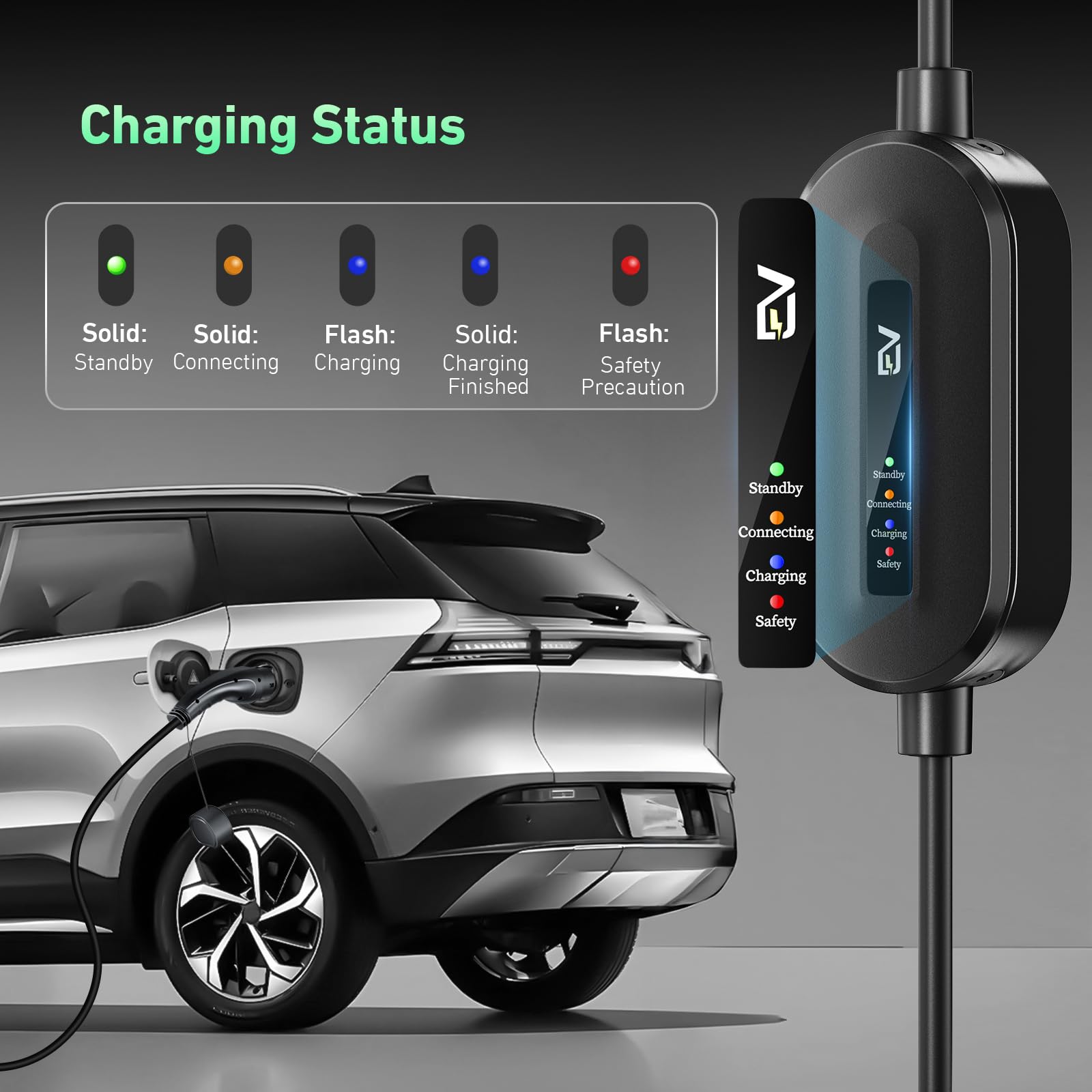 EVJUICION EV Charger Cable Type 2 to 3 Pin Plug 6M, Max. 2.3kW Portable Electric Car Charger, 10A Type 2 Charging Cable 3 Pin IP67/IP65, with LED Indicators&Carry Bag, for EVs and PHEVs (Black)