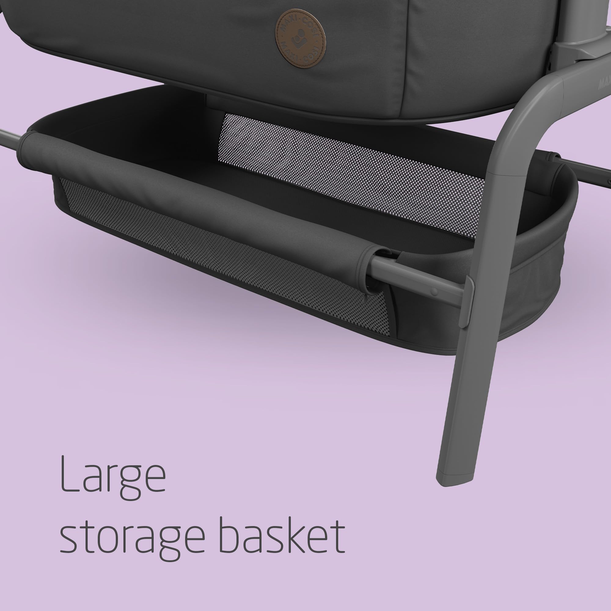 Maxi-Cosi Iora Co-Sleeper Crib, Foldable Baby Bedside Crib, 0–6 Months, max 9 kg, 4 Incline & 5 Height Positions, Easy Slide, Comfortable Mattress, Large Basket, Easy to Carry, Essential Grey