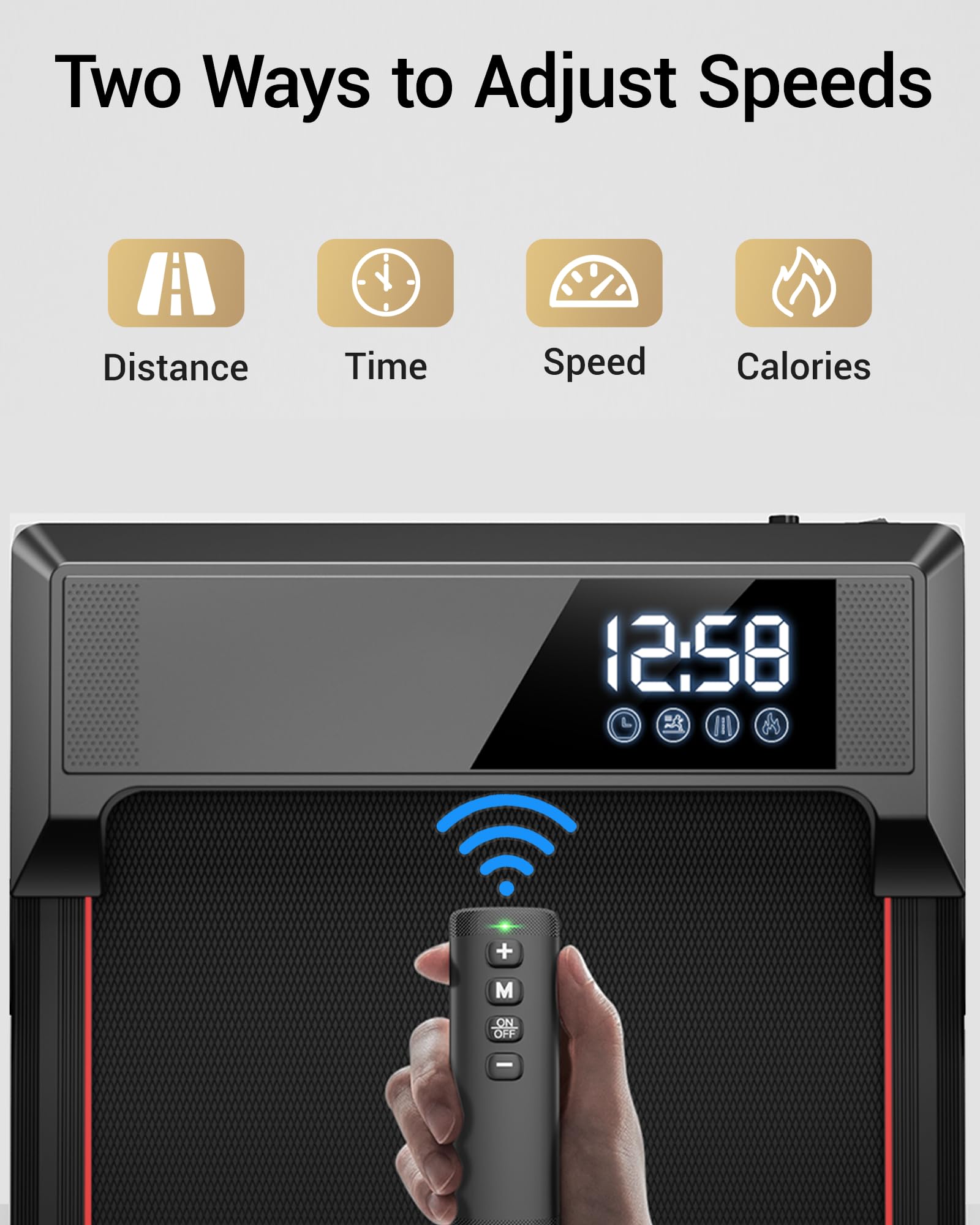 UMAY Walking Pad Treadmill with 9% Incline, Under Desk Treadmill with Diamond Pattern Running Belt, Lightweight Walking Running Electric Machine for Home Office with LED Display