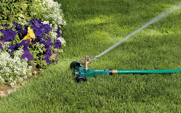 Orbit 56186N Brass Impact Sprinkler on Wheeled Base, Green