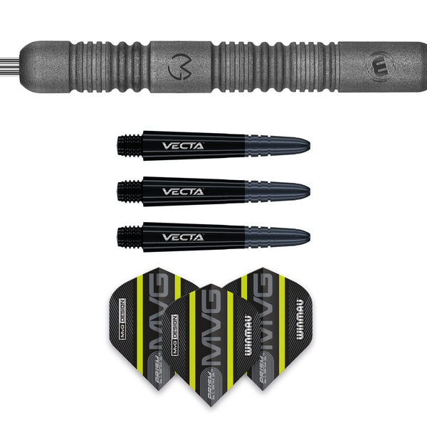 WINMAU Darts Set - Michael Van Gerwen MvG Exact Steeltip Darts - Includes Darts Flights & Stems, Available in 21.5g, 23g, 24g & 25g, Professional 90%