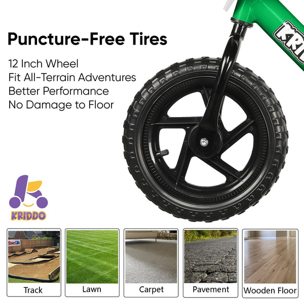 KRIDDO Toddler Balance Bike 2 Year Old, Age 18 Months to 5 Years Old, 12 Inch Push Bicycle with Customize Plate (3 Sets of Stickers Included), Gift Bike for 2-3 Boys Girls, Blue